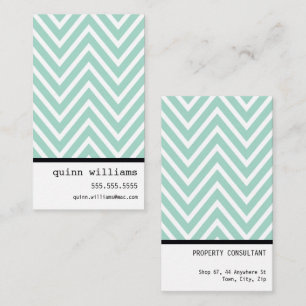 Carte De Visite BOLD SIMPLE MODERNE chevron motif menthe blanc