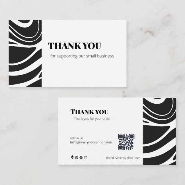 Carte De Visite Bold Thank You Card QR Code Small Business (Devant / Derrière)