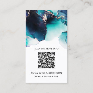 Carte De Visite *~* BOLD TURQUOISE QR CODE Yummy Gold Bold AP29