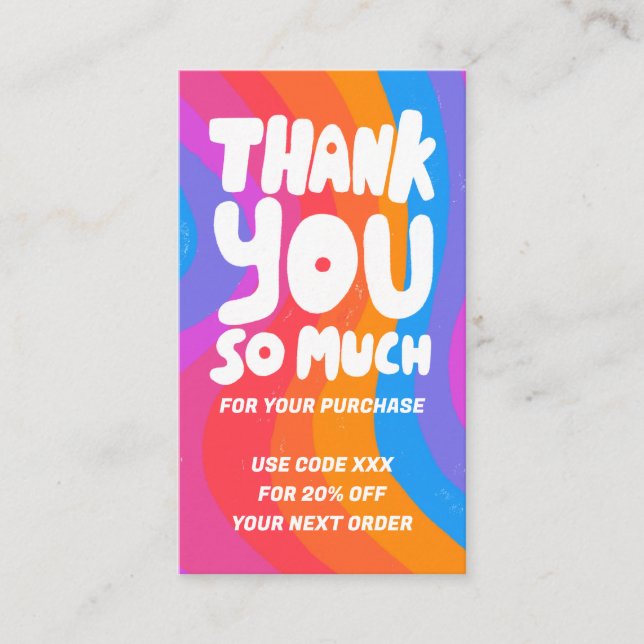 Carte De Visite Bold Wavy Rainbow Order Merci Social QR Code (Devant)