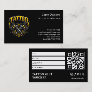 Carte De Visite Bon de cadeau de tatouage