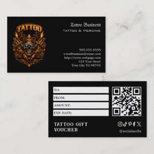 Carte De Visite Bon de cadeau de tatouage