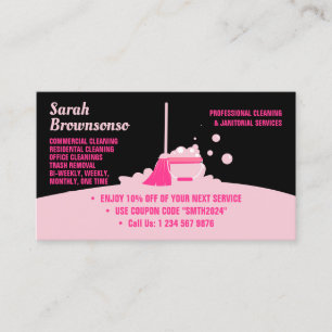 Carte De Visite Bon de réduction pour femme de ménage Pink Black C