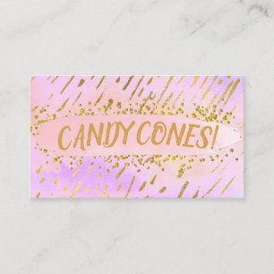 Carte De Visite Bonbons Cone d'anniversaire pour enfants en or ros