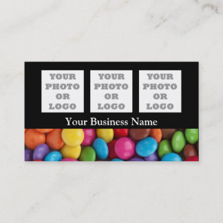 Carte De Visite Bonbons multicolores ou motif sucré sur noir