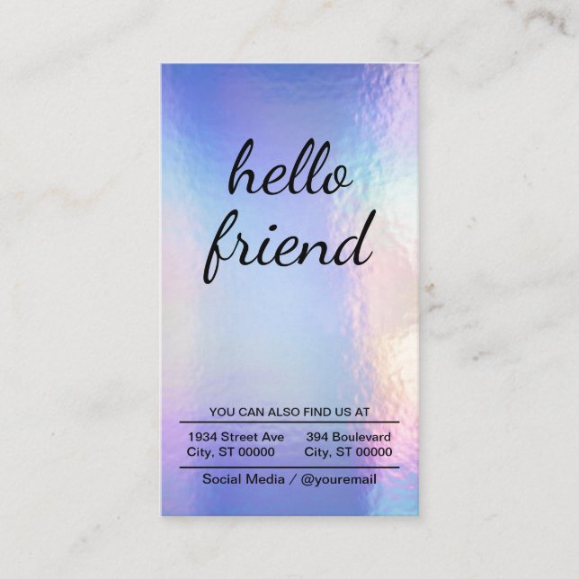 Carte De Visite bonjour ami | Arrière - plan Pastel Foil (Devant)