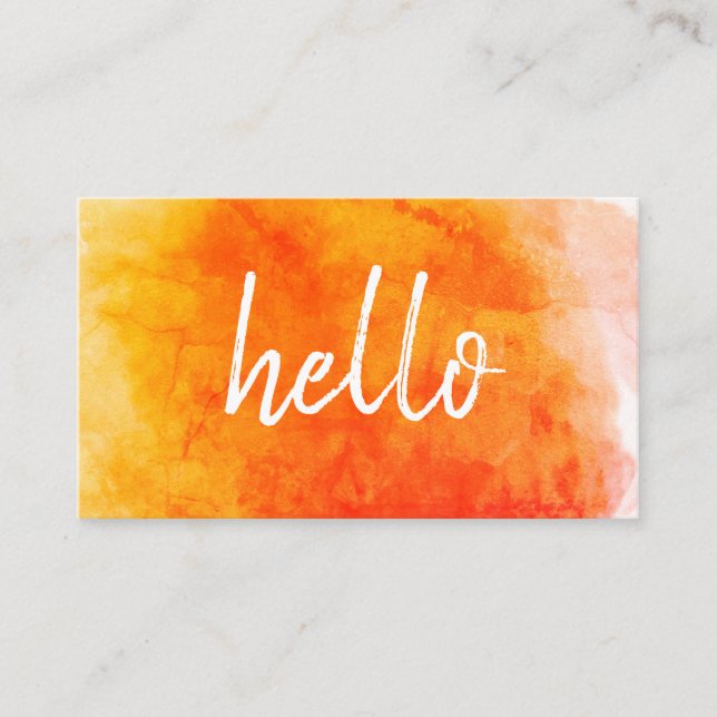 Carte De Visite Bonjour Aquarelle Orange (Devant)