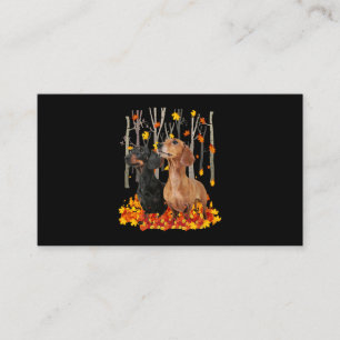 Carte De Visite Bonjour Automne Maple Dachshund Leaf Fall Jote Dac