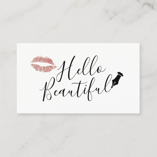 Carte De Visite Bonjour Belle Élégante Typographie Maquillage Arti (Devant)