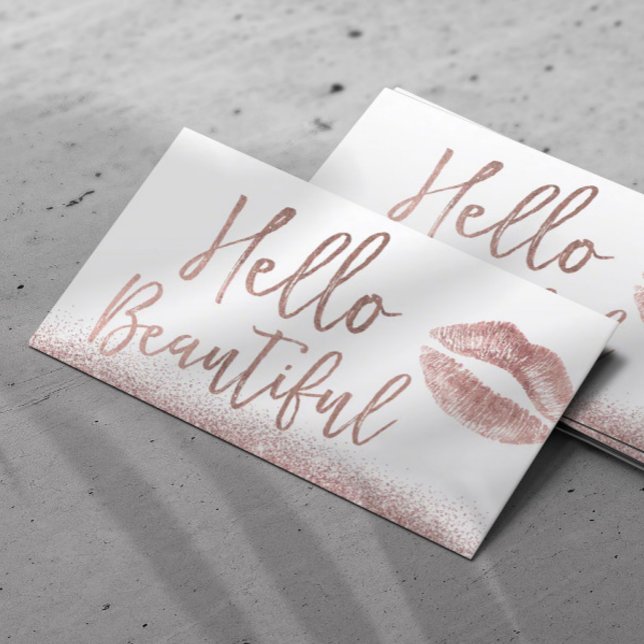 Carte De Visite Bonjour Belle maquillage Artiste Rose Typographie  (Créateur téléchargé)