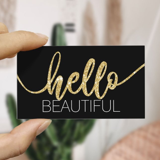 Carte De Visite Bonjour Belle Typographie Or Beauté Salon (Créateur téléchargé)