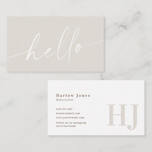 Carte De Visite Bonjour Boho Minimaliste Signature Beige