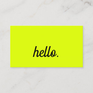 Carte De Visite Bonjour Chartreuse Jaune Noir Script Couleur Néon