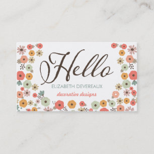 Carte De Visite Bonjour floral chic