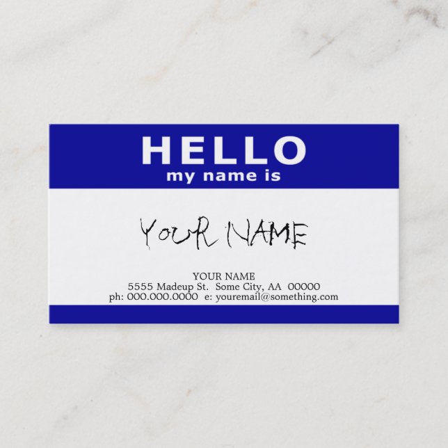 Carte De Visite bonjour mon nom est (Devant)