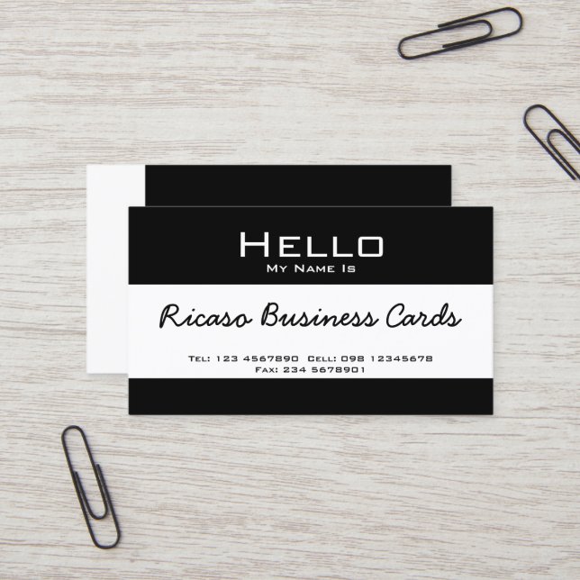 Carte De Visite Bonjour mon nom est (Devant/Arrière en situation)