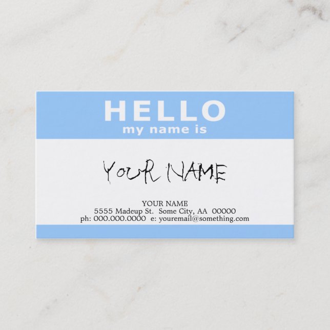 Carte De Visite bonjour mon nom est : (Devant)