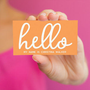 Carte De Visite Bonjour Mon Nom Est Tangerine Orange Blanc Minimal