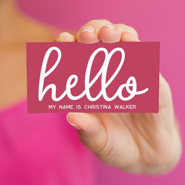 Carte De Visite Bonjour Mon Nom Est Viva Magenta White Minimal (Créateur téléchargé)