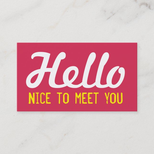 Carte De Visite "BONJOUR Nice de vous rencontrer" police grunge (Devant)