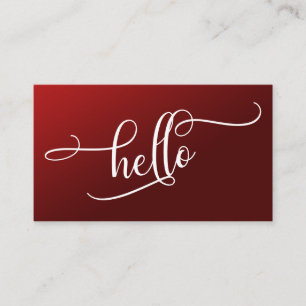 Carte De Visite Bonjour Script Typographie Sur Dégradé Rouge Foncé