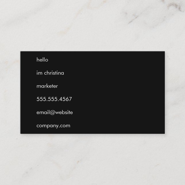 Carte De Visite Bonjour Texte simple (Devant)
