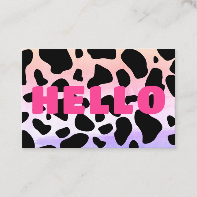 Carte De Visite Bonjour Vache Imprimer Noir Rose Chaud Abstrait (Devant)