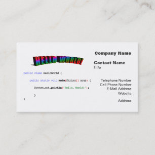 Carte De Visite Bonjour World geek saluant Java