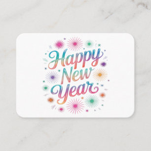 Carte De Visite Bonne Année 2026 Feux d'Artifice Essentiel
