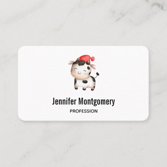 Carte De Visite Bonne vache avec un Casquette rouge (Devant)