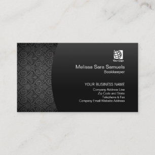 Carte De Visite Bookkeeper Finance Services Elegant Black Damask