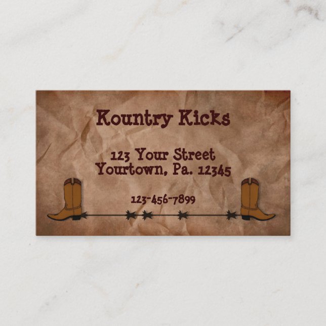 Carte de visite Boots Cowboy (Devant)