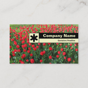 Carte De Visite Bord étiqueté - Lit de tulipes rouges 01