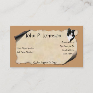 Carte De Visite Border collie sur le vieux parchemin