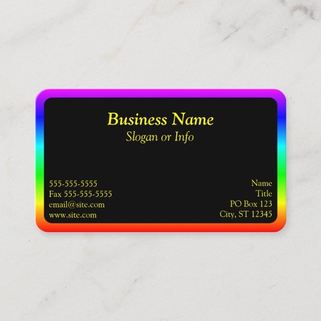 Carte De Visite Bordure arc-en-ciel (Devant)