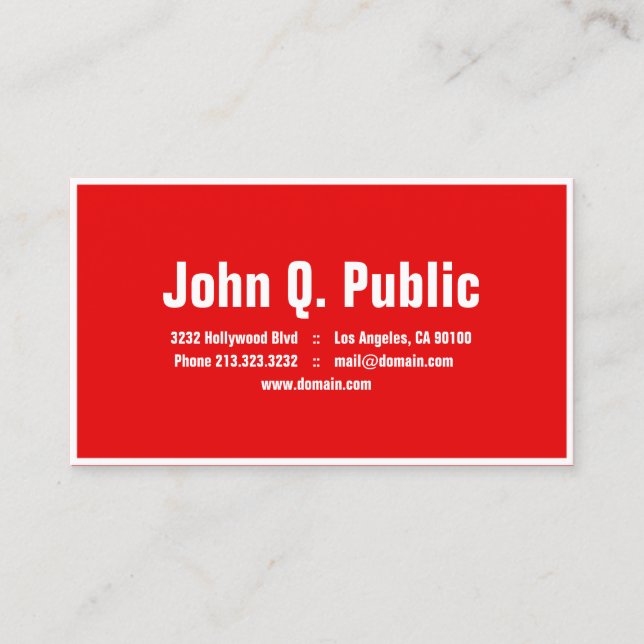 Carte De Visite Bordure blanche couleur rouge clair (Devant)