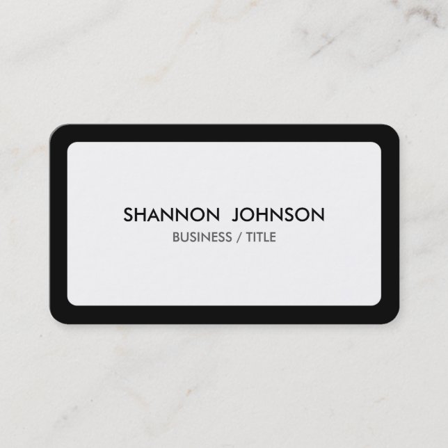 Carte De Visite Bordure blanche et noire arrondie minimale (Devant)