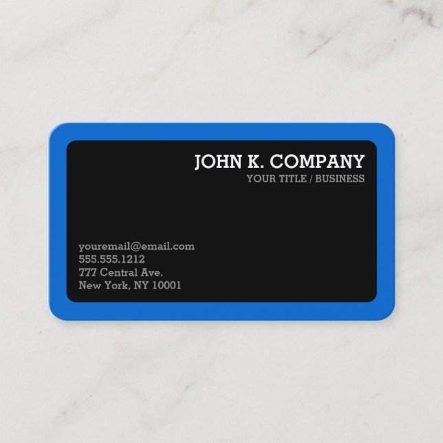Carte De Visite Bordure bleue arrondie Black Minimal Professionnel (Devant)