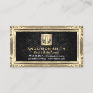 Carte De Visite Bordure d'antiquité or   Icône de construction   G