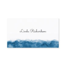 Bordure d'aquarelle blanche, minimale et bleue