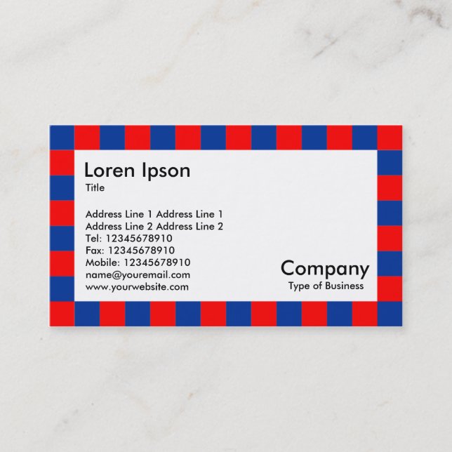 Carte De Visite Bordure de contrôle - Rouge et Bleu (Devant)