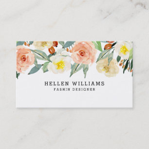 Carte De Visite Bordure de fleurs pêche pastel
