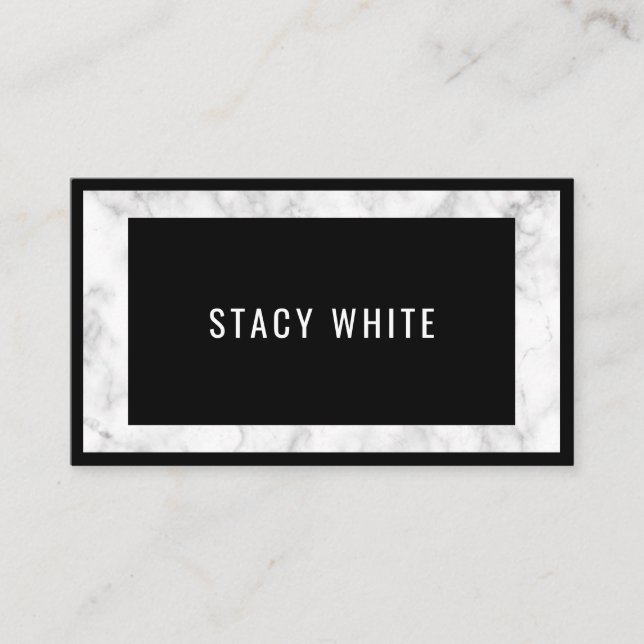 Carte De Visite Bordure de marbre minimal moderne tendance Noir (Devant)