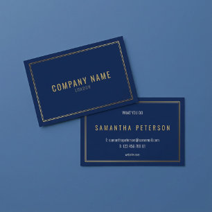 Carte De Visite Bordure d'effet or, bleu arrière - plan profession
