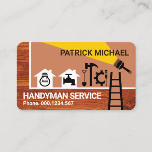 Carte De Visite Bordure des outils de construction sur le bois