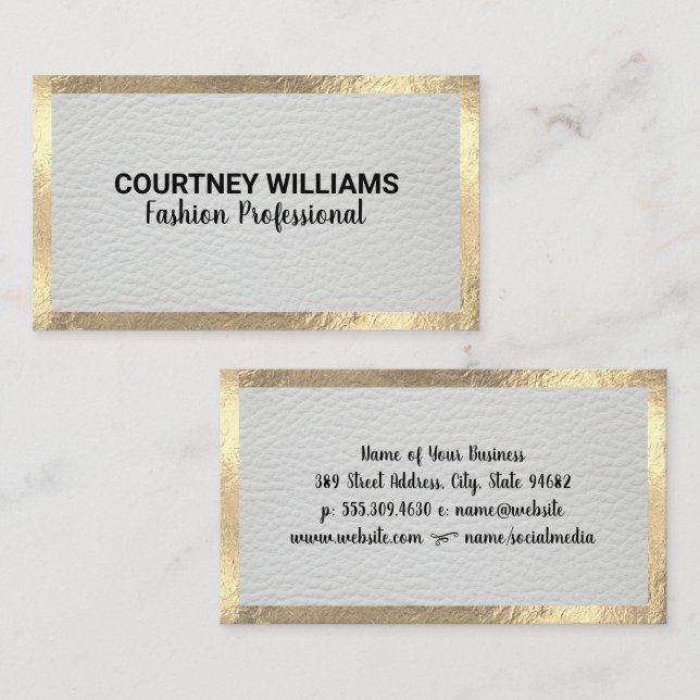 Carte De Visite Bordure d'or | Cuir Lux (Devant / Derrière)
