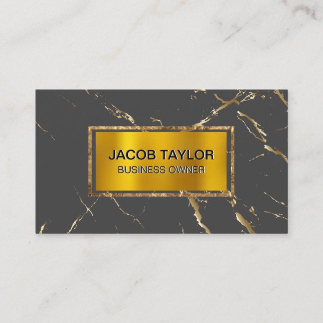 Carte De Visite Bordure d'or | Texture des taches d'or (Devant)