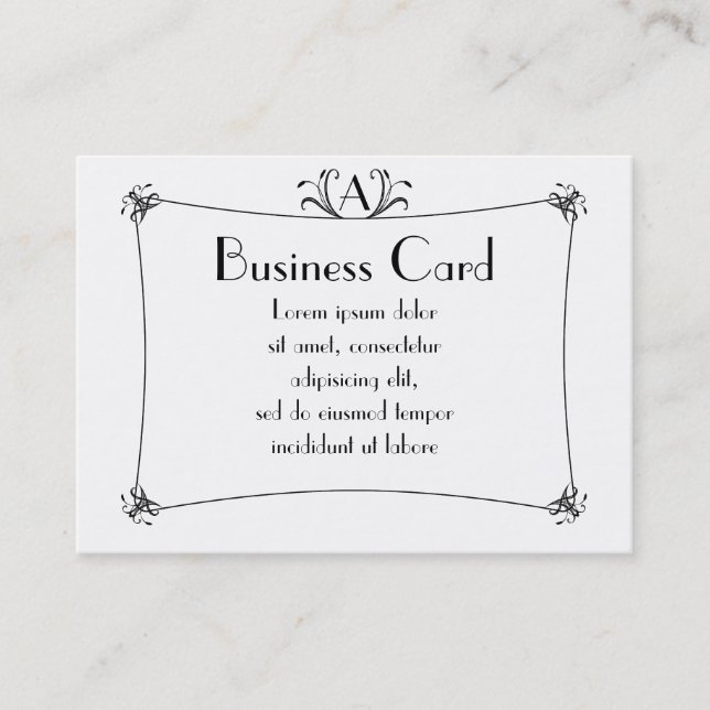 Carte De Visite Bordure Elégante Personnalisable Avec Monogramme (Devant)