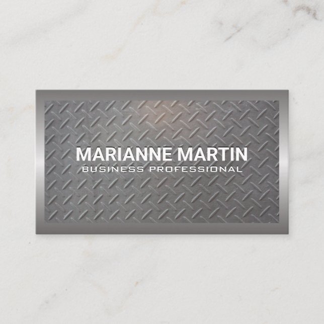 Carte De Visite Bordure en aluminium métallique | Motif en acier (Devant)
