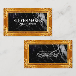 Carte De Visite Bordure Gold Fancy Marbre noir